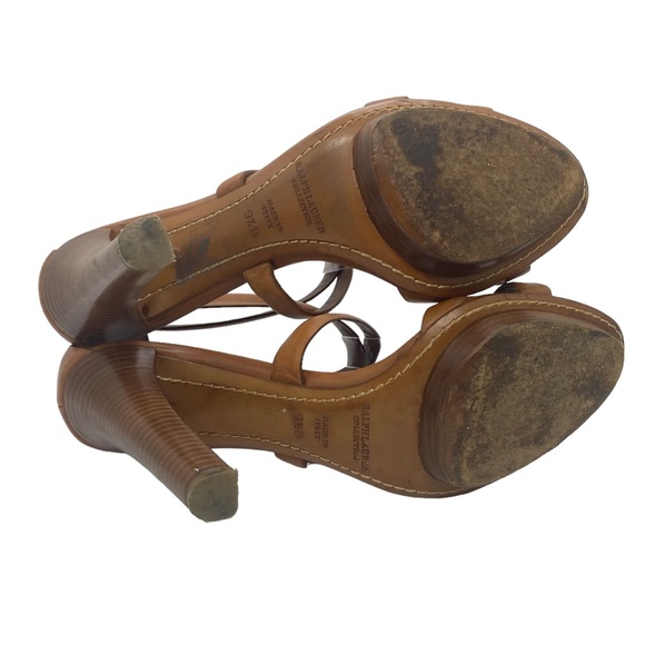 Ralph Lauren Collection Ankle Strap Sandals Made In Italy Size 9.5 Caramel Tan - Picture 7 of 11